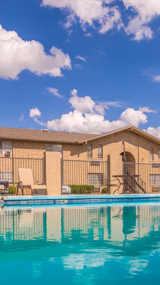 the pool at The  Landing Apartments