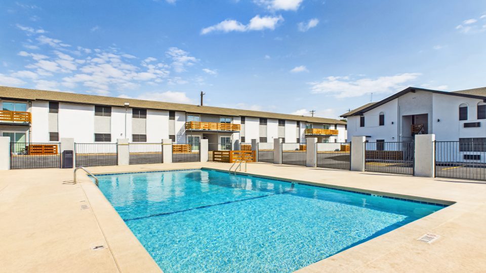 the pool at The Landing Apartments